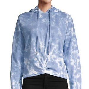 C&C California Womens Size Small Blue Tie Dye Hoodie Twist Front